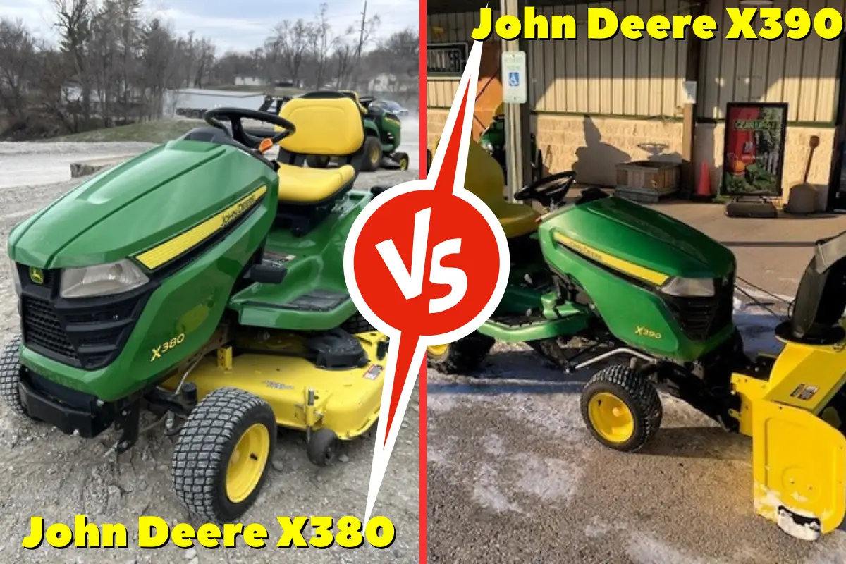 John Deere X380 vs X390 comparison of tractors